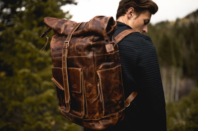 Kobuk leather backpack top