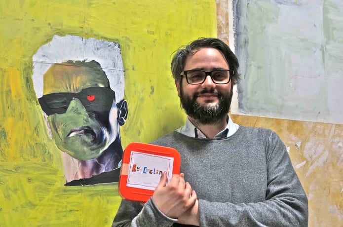 LUCA CENSABELLA, film programmer at Visionario, and Terminator (portrayed by Gianluigi Toccafondo). Hasta la vista, baby!