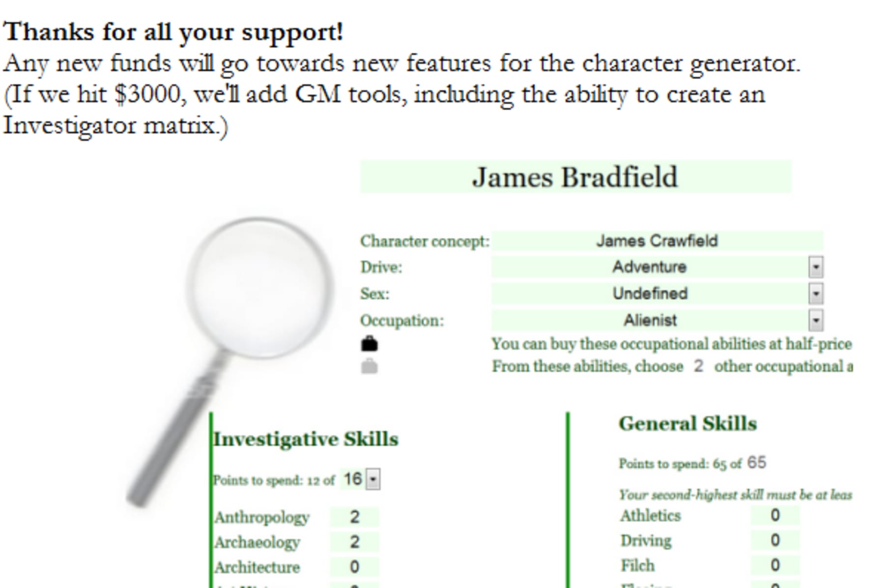 roblox character trail The Trail Of Cthulhu Character Builder Indiegogo
