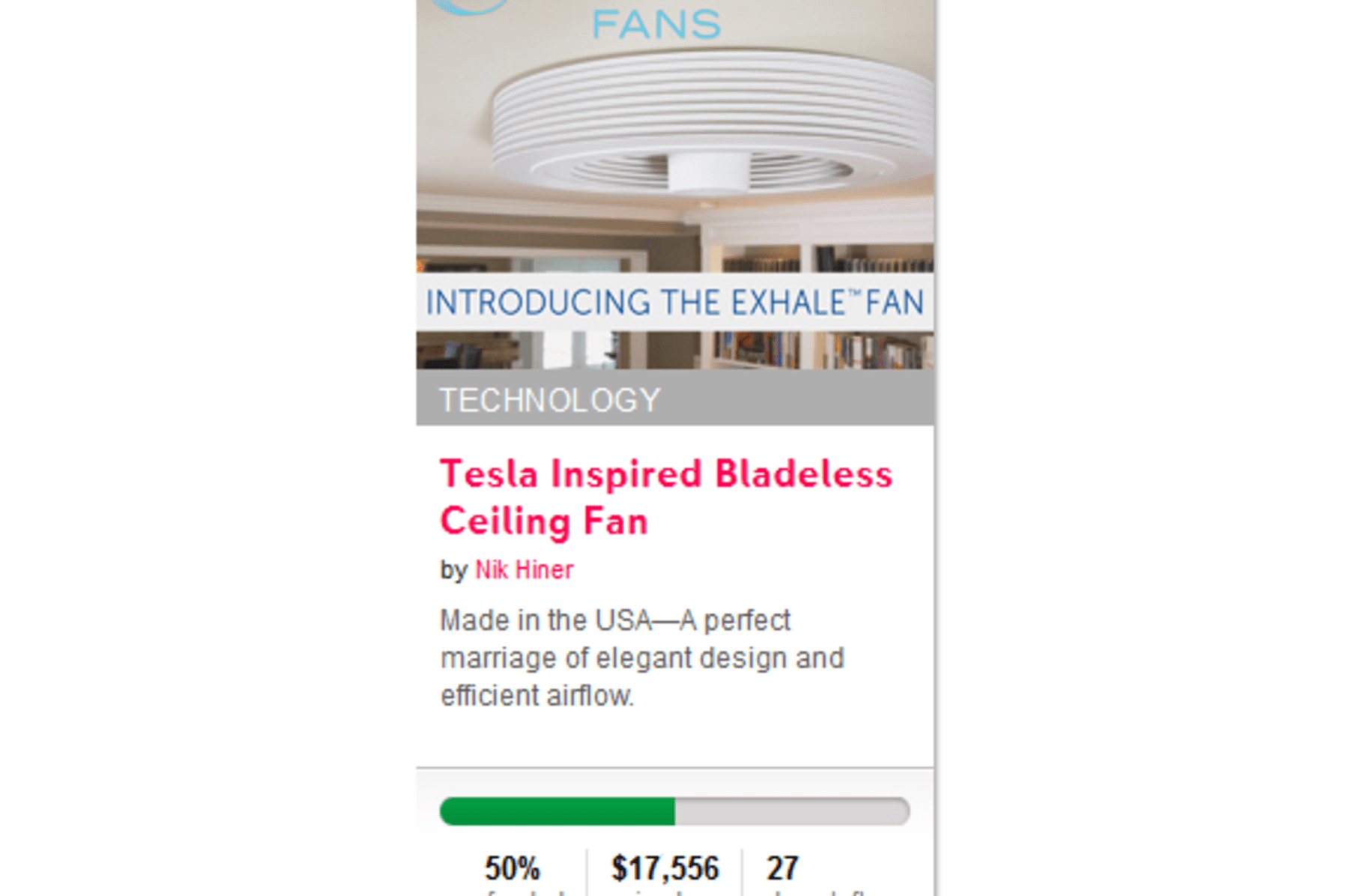 Tesla Inspired Bladeless Ceiling Fan