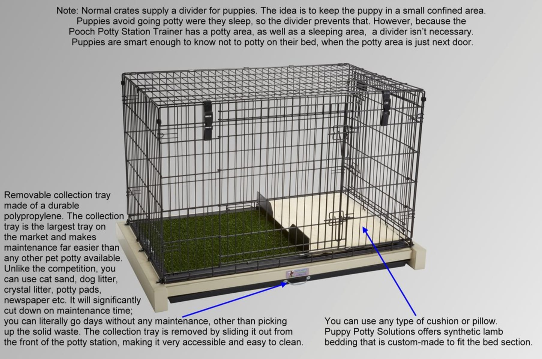 dog crate with bathroom area