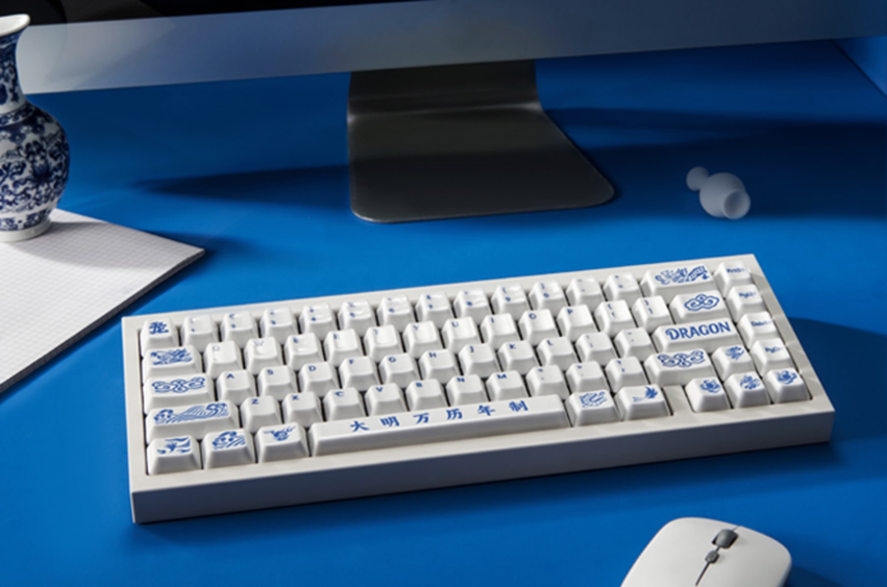 World's First Blue and White Ceramic Keycap Set | Indiegogo