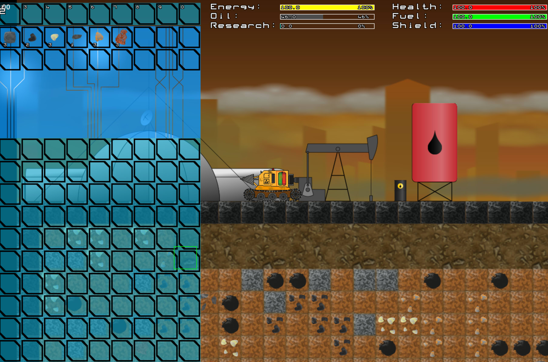 Mining Machinery Co., Operation: Seeker, 2D sandbox mining game
