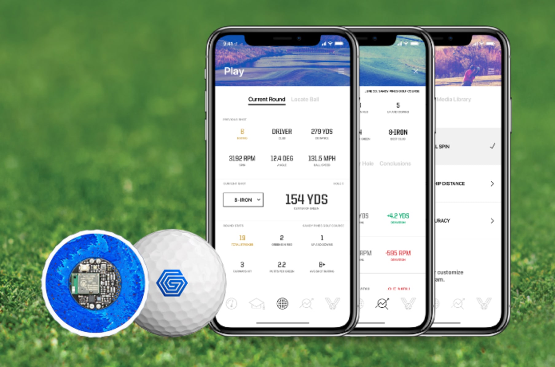 Golf ball tracking device clearance