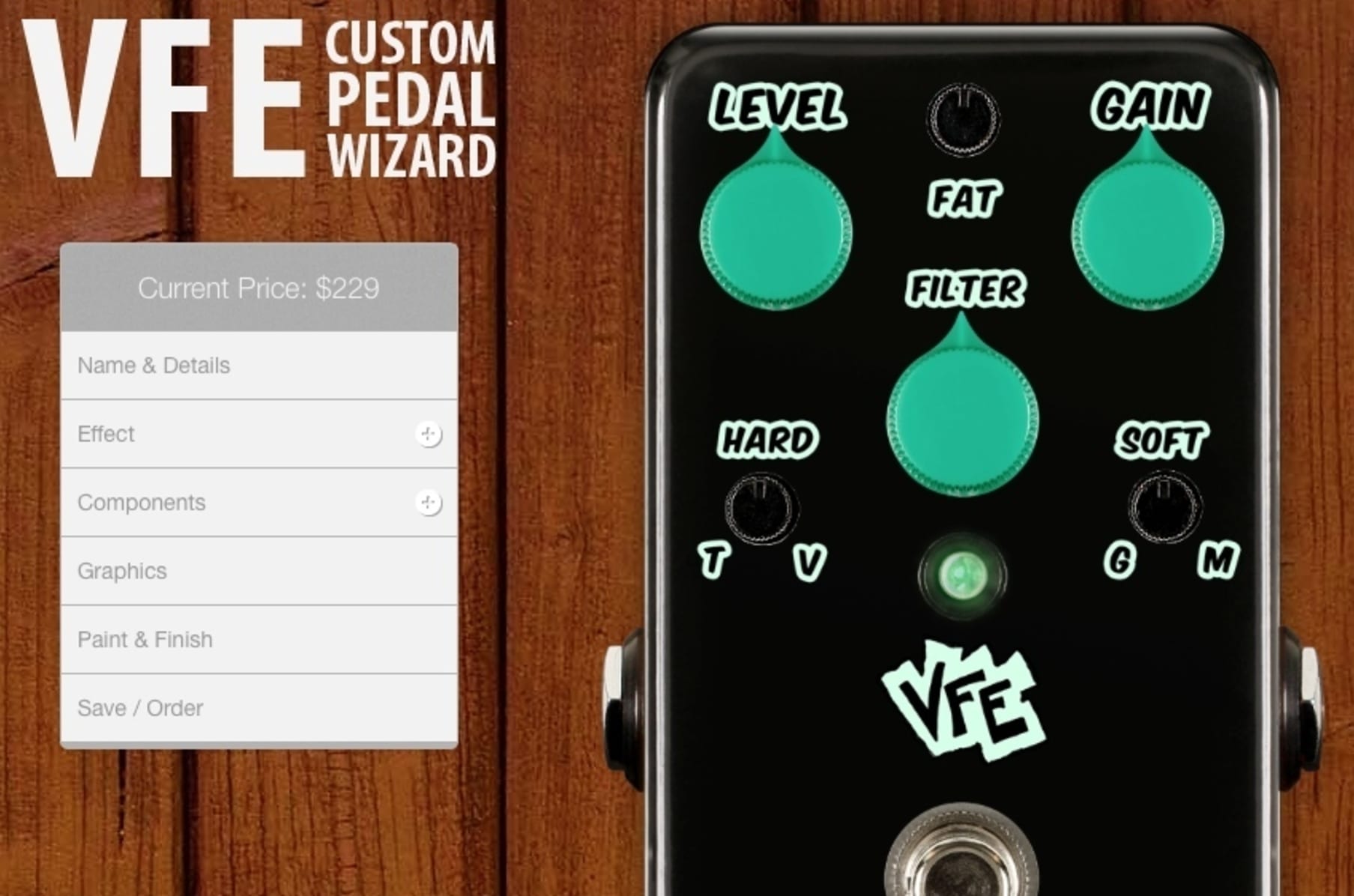 Help VFE Pedals launch a new, interactive custom shop service