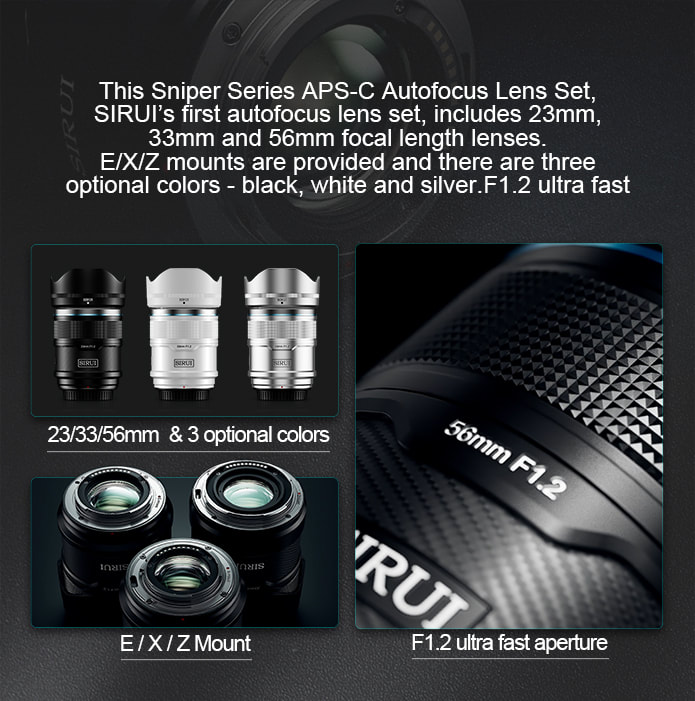 SIRUI Sniper Series F1.2 APS-C Autofocus Lens Set | Indiegogo SIRUI Sniper Series F1.2 APS-C Autofocus Lens Set | Indiegogo