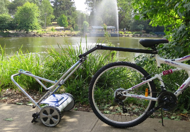 Bicycle lawn mower hot sale trailer