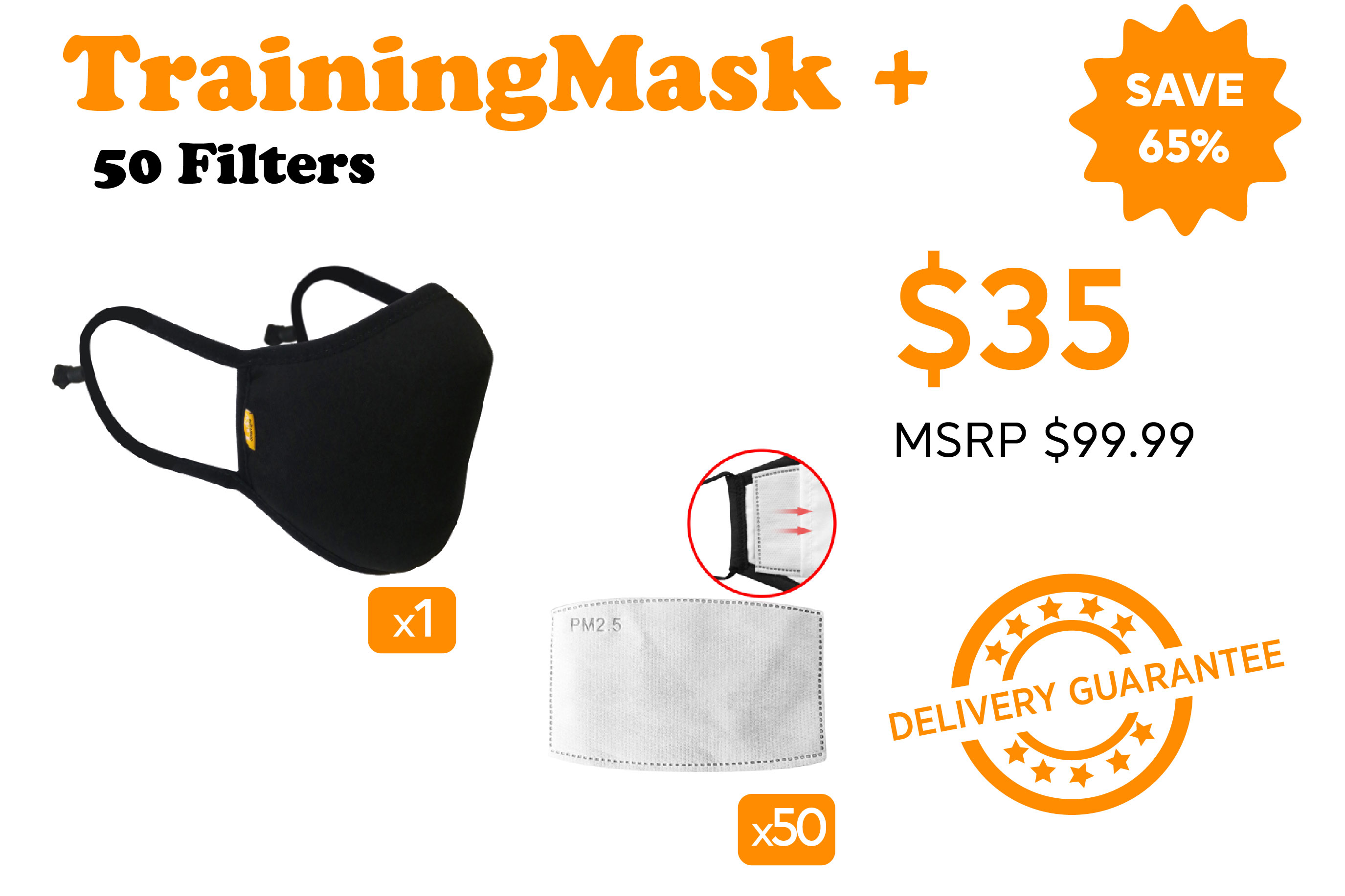 PM2.5 Workout Exercise Mask: Adjustable Air Flow (100% Reusable